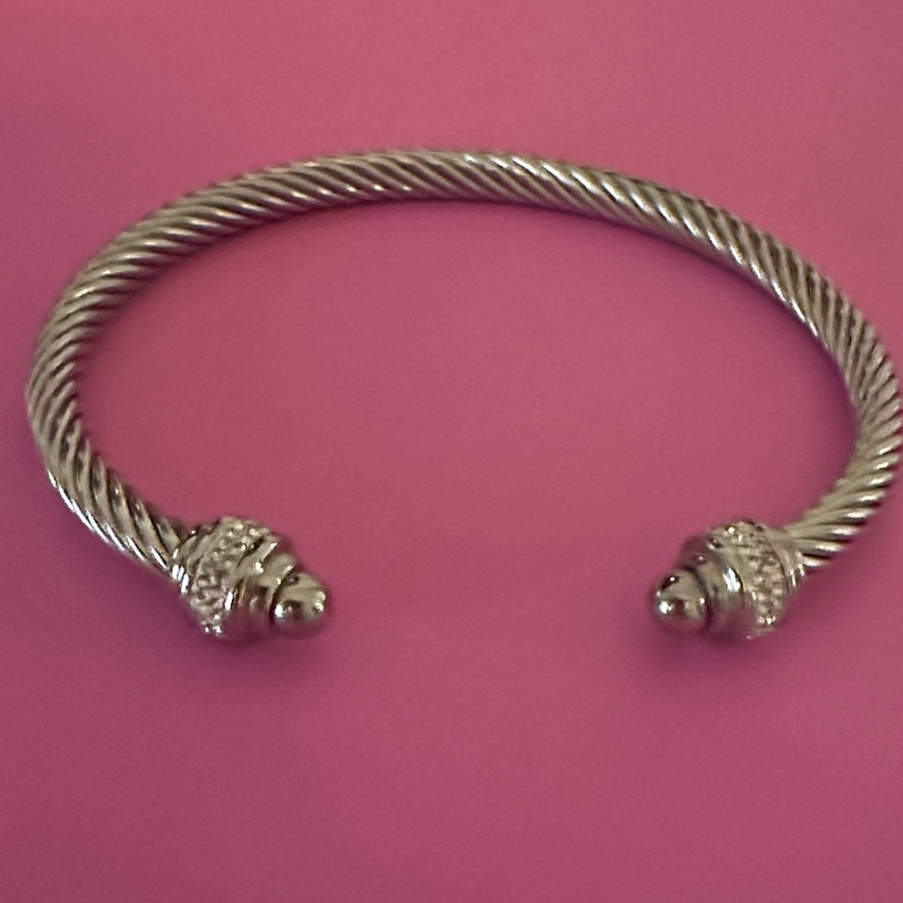 Silver-Tone Twisted Cuff Bracelet - Elegant Open Bangle
